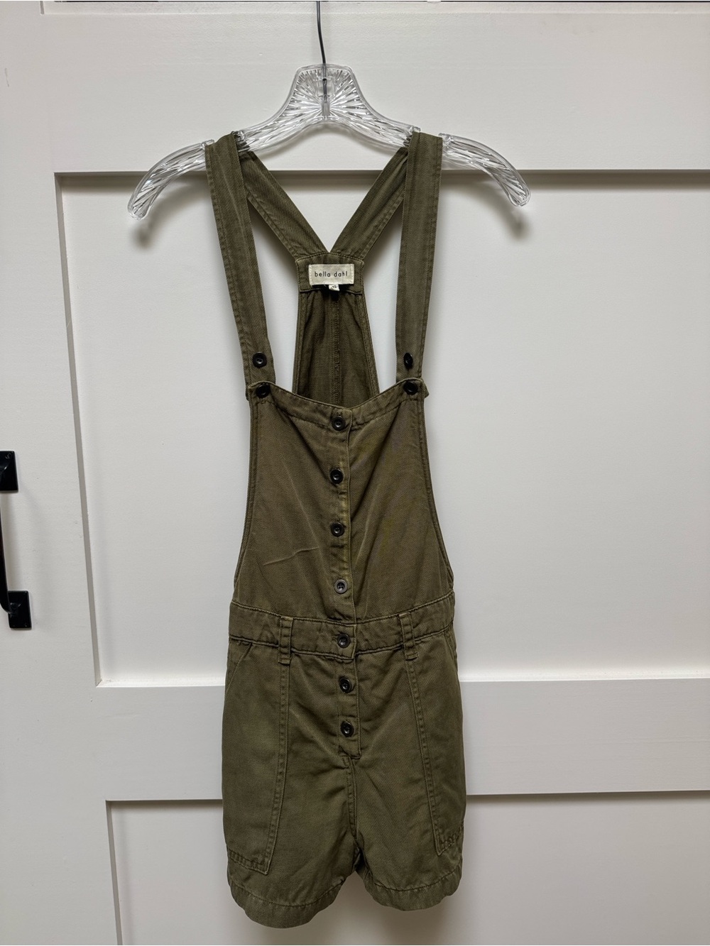 Bella Dahl Olive Green Utility Short Overalls